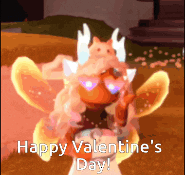 a happy valentine 's day greeting with a cartoon character with wings