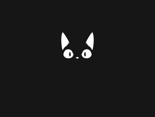 a black cat with white eyes and a white nose