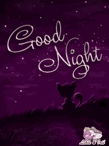 a purple background with the words good night written in white letters