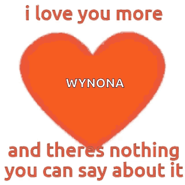 a red heart that says wynona on it