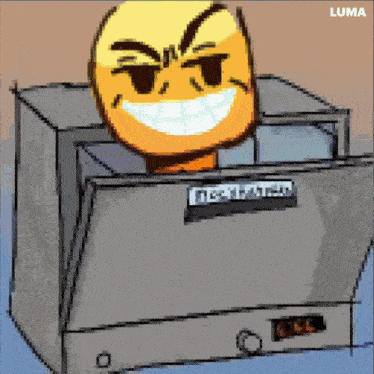 a cartoon drawing of a machine with the word luma on the bottom