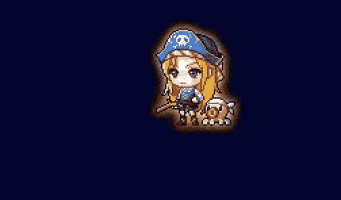 a girl in a pirate hat is holding a sword in a video game