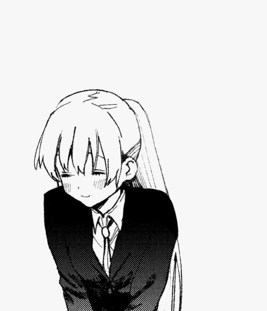 a black and white drawing of a girl in a suit and tie with chinese writing