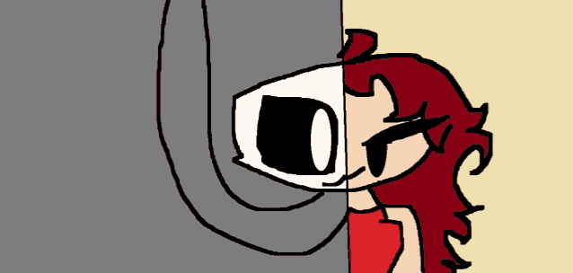 a drawing of a person with half of their face covered in a mask