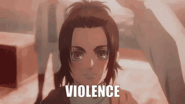 a picture of a girl with the word violence written below her