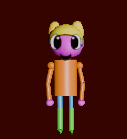 a pixel art of a cartoon character with a purple face and yellow hair