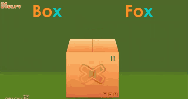 a fox peeking out of a box with the words box and fox written above it