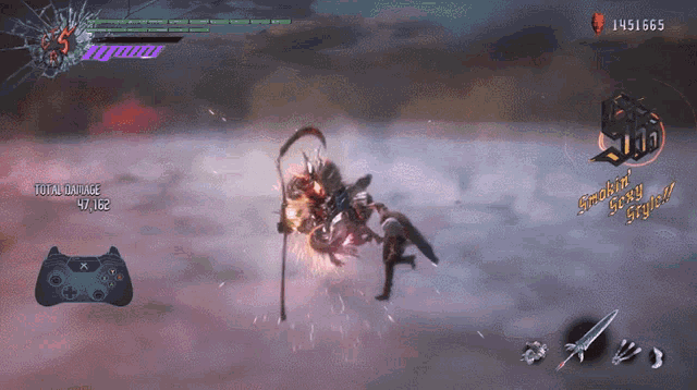 a screenshot of a video game shows a total damage of 47,162
