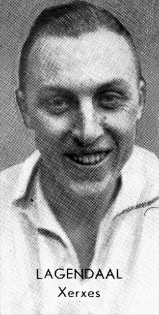 a black and white photo of a man with the name lagendaal written on the bottom