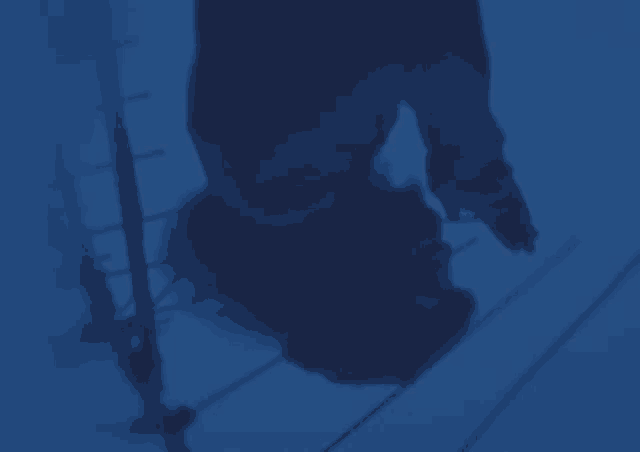 a shadow of a person is cast on a dark blue background