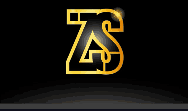 a black background with a gold letter z and s