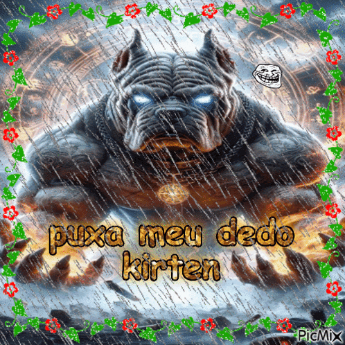 a picture of a monster with the words puxa meu dedo kirten written on it