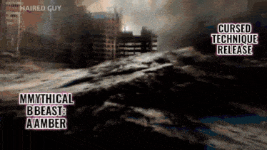 a picture of a city with the words " cursed technique release " on it