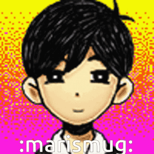 a pixel art drawing of a boy with a choker around his neck and the words marismug .