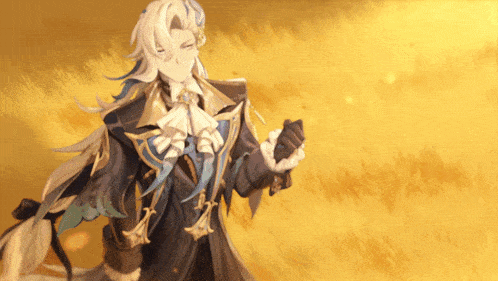 a drawing of a man with long white hair and a black jacket