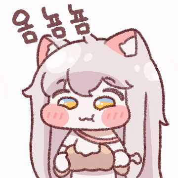 a cartoon drawing of a girl with a cat ear holding a piece of food