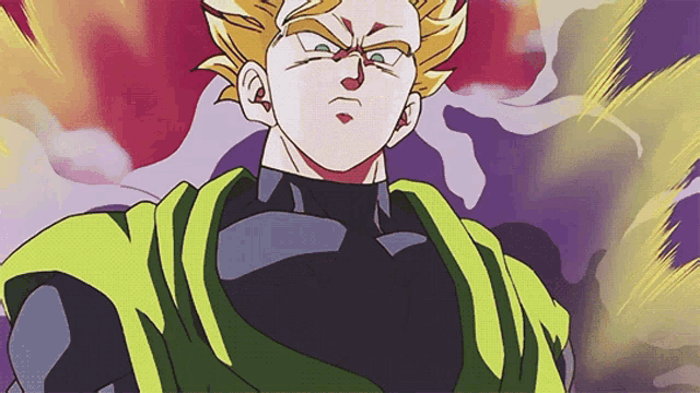a close up of a cartoon character with a yellow hair