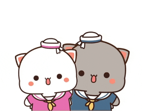 a couple of cartoon cats are standing next to each other