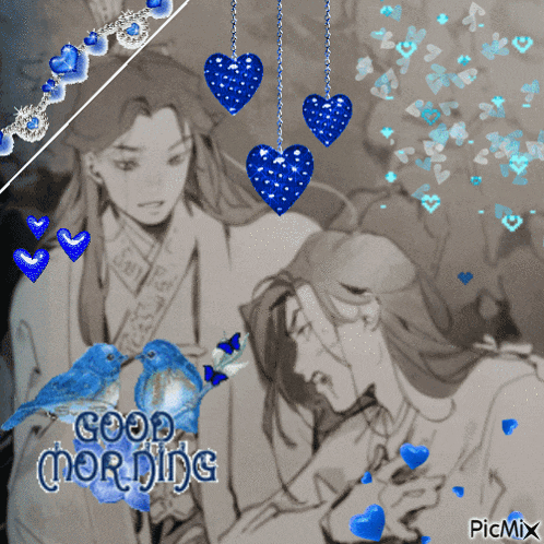 a black and white drawing of a man and woman with the words good morning on the bottom