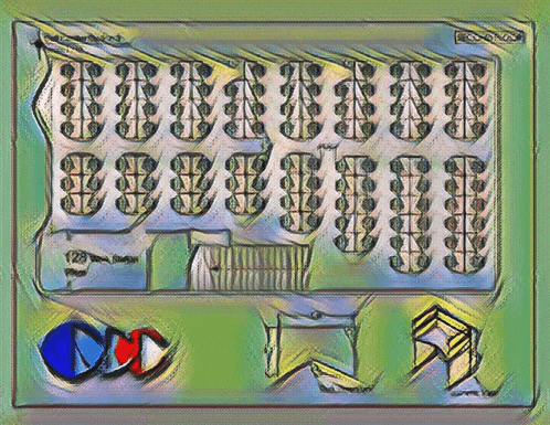 a drawing of a keyboard with the letters m and c on the bottom right