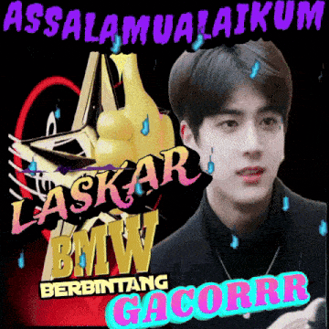 a poster for laskar bmw berbintang gacorr with a young man