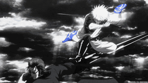 a black and white image of a man with a sword and the words soul silver soul