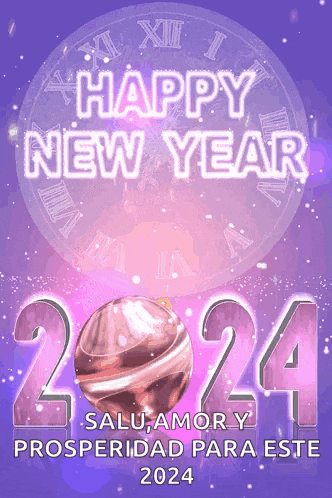 a purple background with the words happy new year 2024 on it