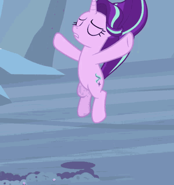 a cartoon pony with purple hair and a star on its back
