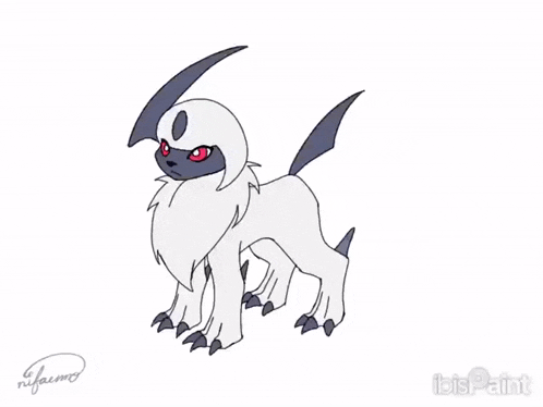 a drawing of a white and black animal with the word ibis paint on the bottom