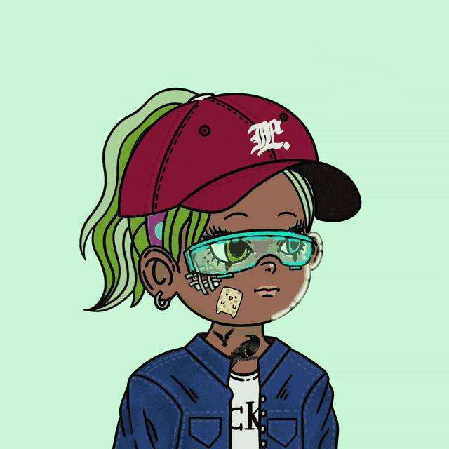 a cartoon of a girl wearing a red hat that says tap on it