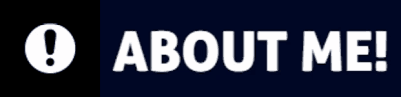 a black background with the words about me in white letters