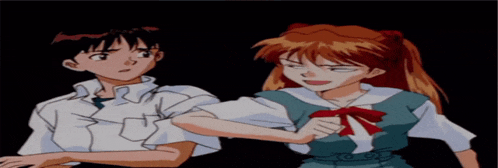 a boy and a girl are standing next to each other in a cartoon