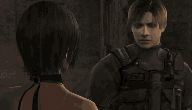 a man holds a woman 's neck in a video game scene