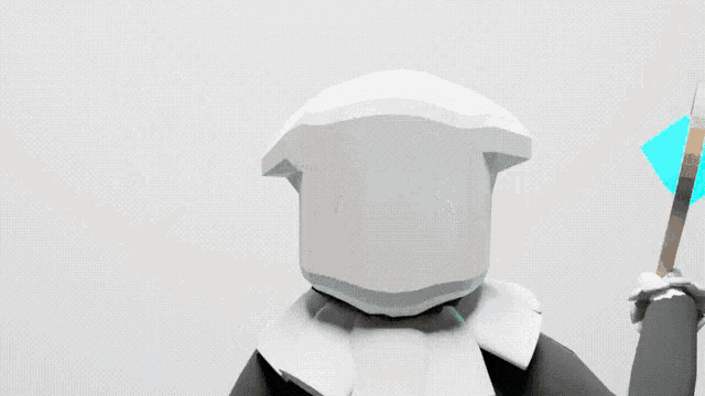 a cartoon character with a target on his head holds a sword