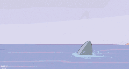 a cartoon of a woman sitting on the back of a shark with the fox 11 logo in the corner