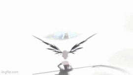 a cartoon girl is standing in front of a pink building .