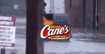 an ad for raising cane 's shows a flooded city