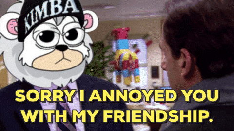 a cartoon character with a hat that says kimba
