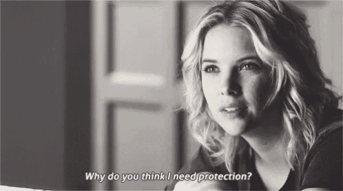 a woman in a black and white photo says why do you think i need protection