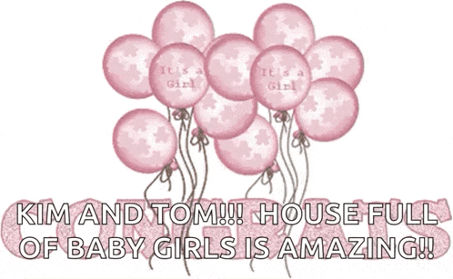 a bunch of pink balloons with the words it 's a girl on them