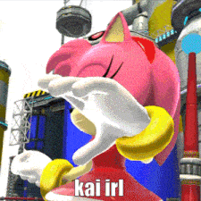 amy rose from sonic the hedgehog covering her eyes with her hands