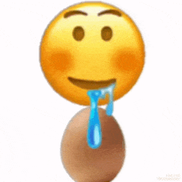 a smiley face with a tear coming out of its mouth is standing on top of an egg .