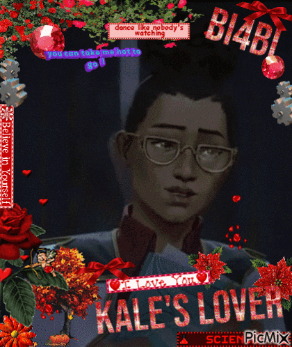 a picture of a man with glasses and the words " kale 's lover "