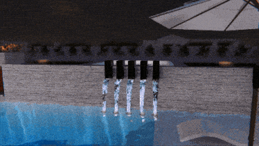 a computer generated image of a swimming pool with water coming out of it
