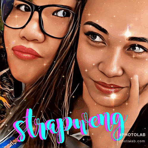 two women are posing for a picture with the word strapufeng on the bottom right
