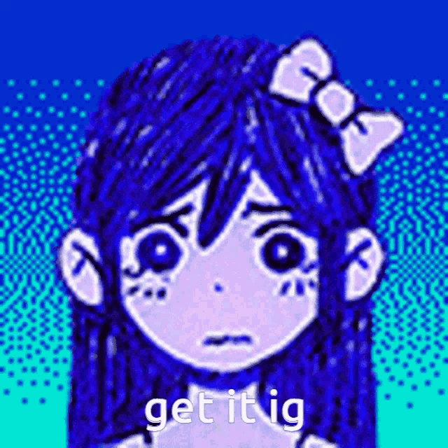 a drawing of a girl with a bow in her hair and the words get it ig on the bottom