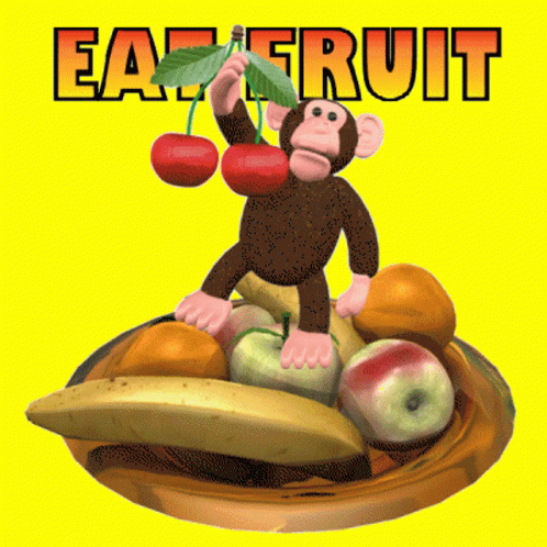Eat Fruit Fruit Bowl GIF - Eat Fruit Fruit Bowl Monkey GIFs