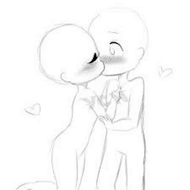 a drawing of a couple kissing each other .