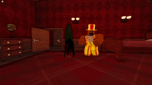 a cartoon character wearing a top hat and a shirt that says ' i love you '