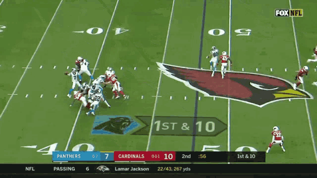 panthers and cardinals are playing a football game